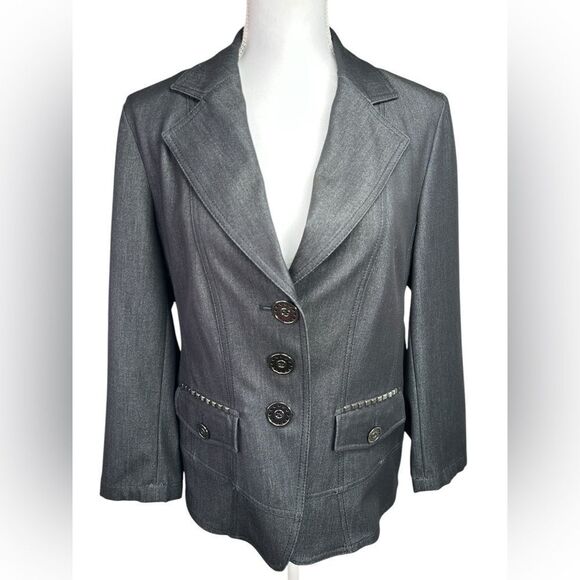 Eugen Klein Women's Gray Blazer Size 12 - Picture 1 of 10